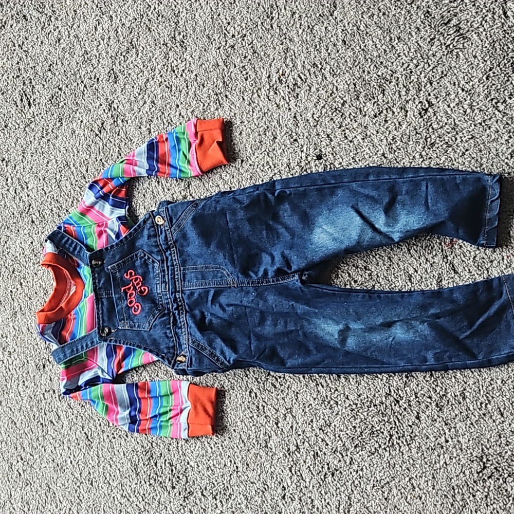 Chucky good guys outfit overalls long sleeve wanna play Halloween costume kids